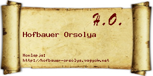 Hofbauer Orsolya névjegykártya